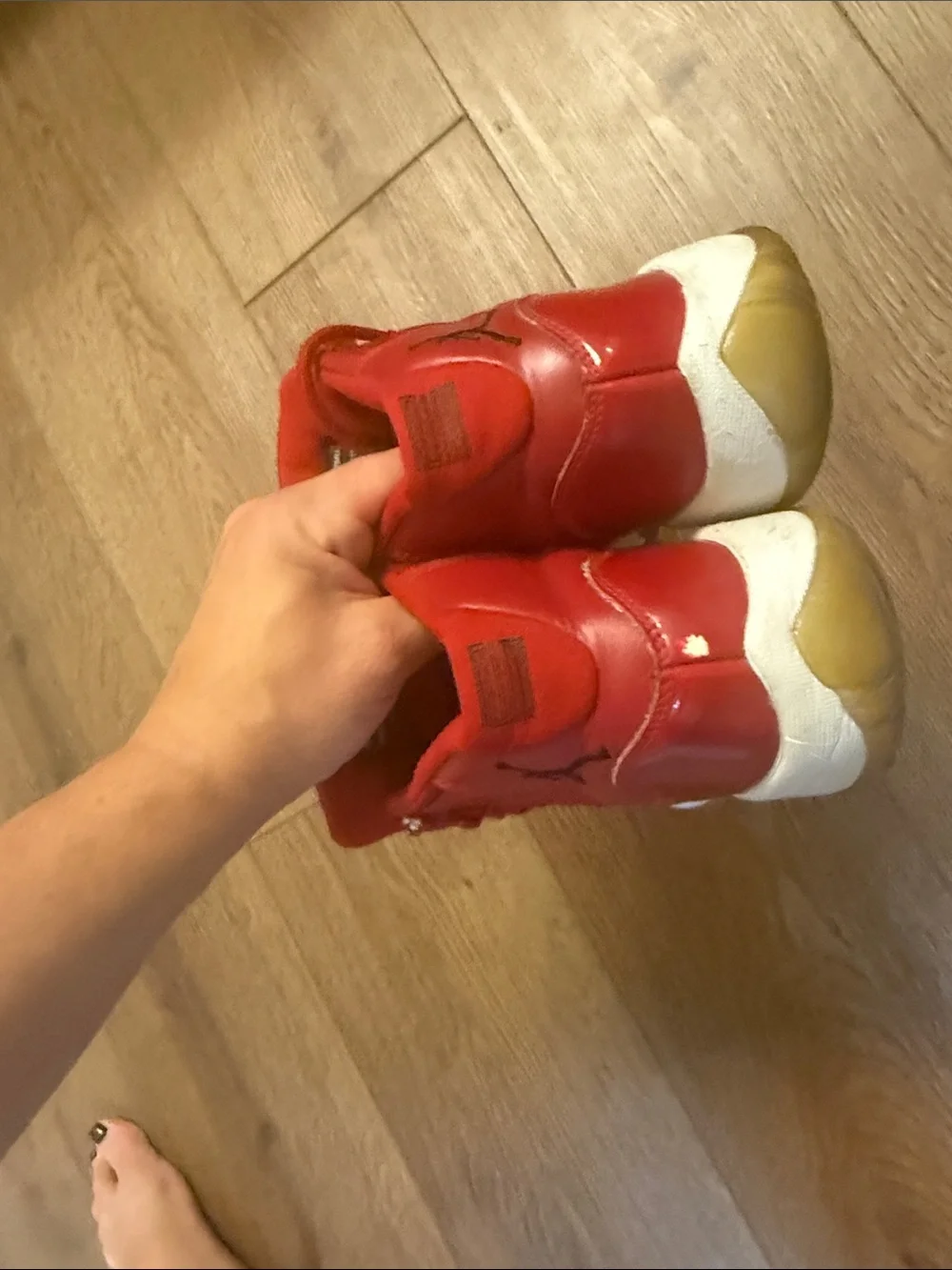 Jordan Retro High-Top Sneaker in Red and White